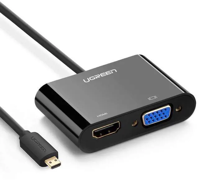 Main image of WRIARICH Active Micro HDMI to HDMI VGA Video Converter Adapter with 3.5mm Audio Jack Micro HDMI Adapter for Tablets,Smartphones,Ultrabooks,Cameras and Camcorders -Black