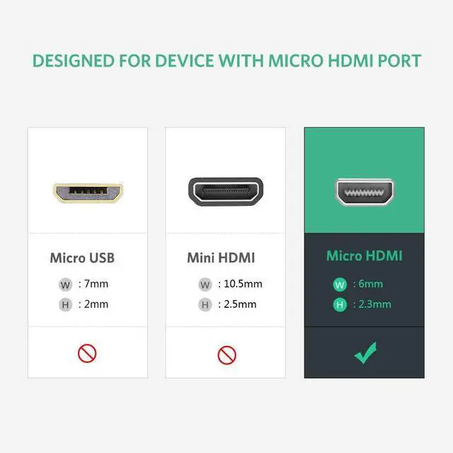 Alt view image 2 of 7 - WRIARICH Active Micro HDMI to HDMI VGA Video Converter Adapter with 3.5mm Audio Jack Micro HDMI Adapter for Tablets,Smartphones,Ultrabooks,Cameras and Camcorders -Black