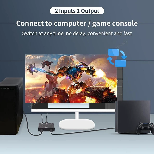 Alt view image 5 of 7 - DisplayPort 1.4 8K Bi-directional Switch 1 to 2 / 2 in 1 Out, 8K@30Hz 4K@120Hz Converter High Speed 32Gbps Compatible with Xbox PS5 Projectors Monitors