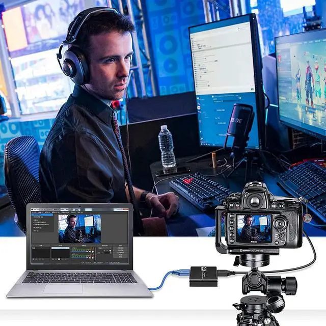 Alt view image 5 of 7 - Capture Card 1080p 60fps, 4K HDMI Video Game Capture Card to USB/Type-C with Microphone & HDMI Loop-Out, Low Latency Record Broadcast Live Streaming Compatible with Nintendo Switch/PS4/PS5/Xbox One