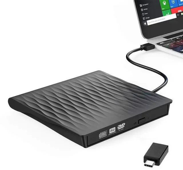 Main image of WRIARICH External DVD Drive, USB 3.0 Portable CD/DVD+/-RW Drive/DVD Player for Laptop CD ROM Burner Compatible with Laptop Desktop PC Windows Linux OS Apple Mac Black