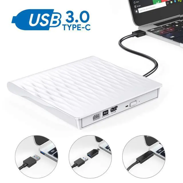 Alt view image 6 of 7 - WRIARICH External CD Drive USB 3.0 Portable CD DVD +/-RW Drive DVD/CD ROM Rewriter Burner Writer Compatible with Laptop Desktop PC Windows Mac Pro MacBook White