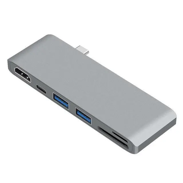 Alt view image 4 of 7 - WRIARICH USB C Hub, 6 in 1 Multi Port Type C to HDMI Adapter, Type C Combo Hub with 4K HDMI, SD/MicroSD Card Reader, 2 USB 3.0 Ports, USB-C Charging Port for MacBook, iMac, ChromeBook etc- Gray