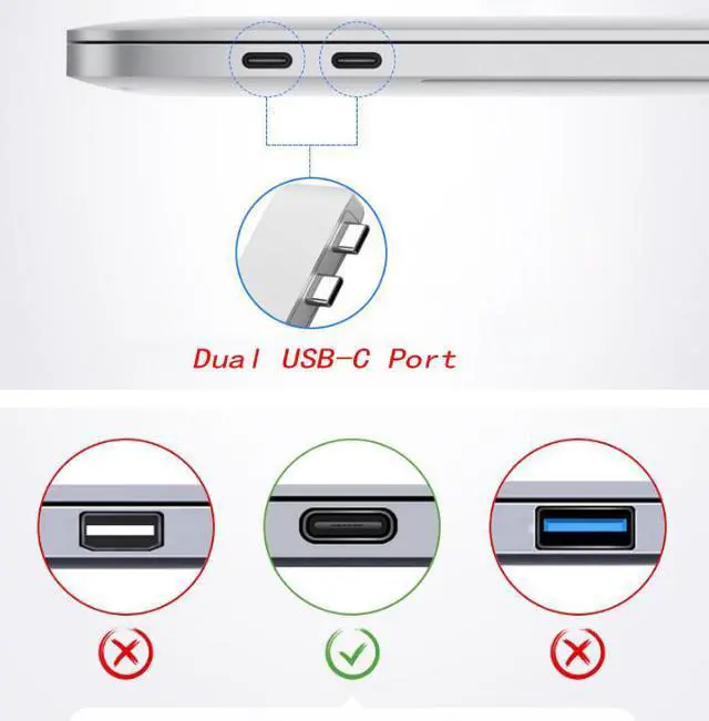 Alt view image 6 of 7 - WRIARICH USB C Hub, Best Type-C Duo Adapter MacBook Pro 2016/2017/2018 13" 15", 7in2: USB-C Thunderbolt 3 100W Power Delivery, USB-C 40Gbps Data, 4K HDMI, microSD/SD Card Reader, 2xUSB 3.0 Ports- Gray