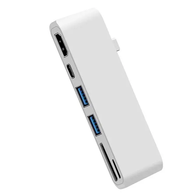 Alt view image 5 of 7 - WRIARICH USB C Type-C Hub, MacBook Adapter, 6-in-1 USB-C Hub with USB-C PD Charging Port, 4K*2K HDMI, 2xUSB 3.0 Ports, SD/MicroSD Card Reader for 2016/2017 MacBook 13" 15"- Silver