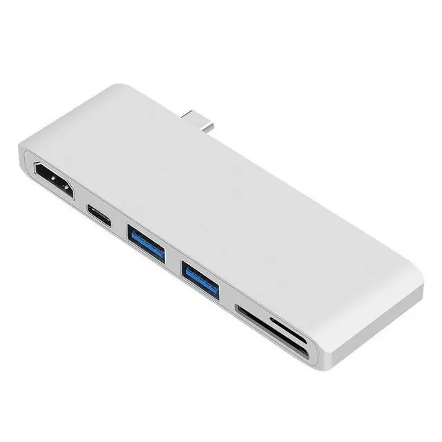 Alt view image 4 of 7 - WRIARICH USB C Type-C Hub, MacBook Adapter, 6-in-1 USB-C Hub with USB-C PD Charging Port, 4K*2K HDMI, 2xUSB 3.0 Ports, SD/MicroSD Card Reader for 2016/2017 MacBook 13" 15"- Silver