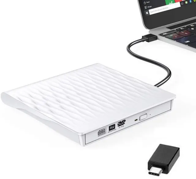 Main image of WRIARICH DVD Drive External cd/DVD Drive for Laptop Burner USB 3.0 Portable Slim with Type c Connector,for iMac Notebook Laptop Desktop Support Mac os Win 7 Win8 Win10, (SLS01) White
