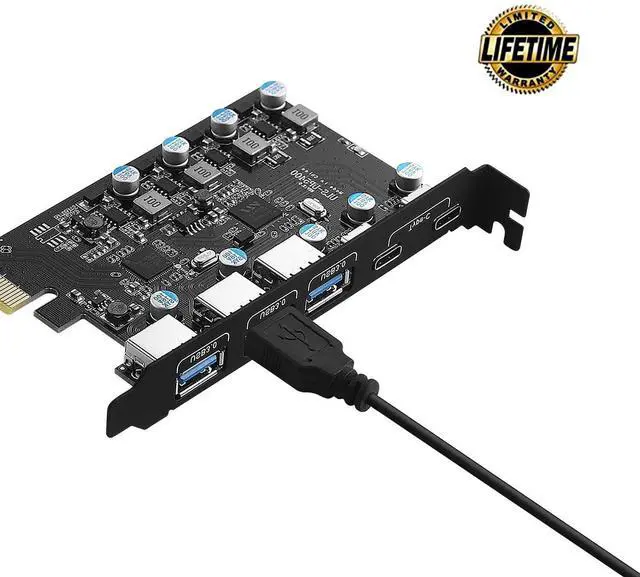 Main image of WRIARICH PCIE USB 3.0 Card 5-Ports(2X USB C - 3X USB A), PCI Expree to USB Expansion Card Super Speed 5Gbps PCI-e USB3.0 Hub Controller Adapter for Windows 11/10/8/7/XP/Vista