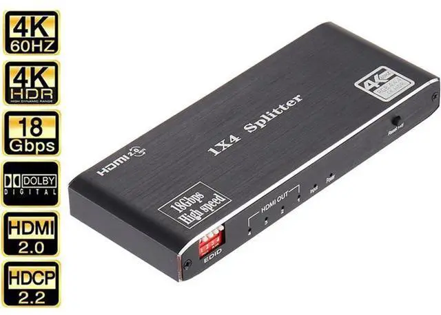Main image of WRIARICH HDMI Splitter 4k 60Hz 1 in 4 Out with EDID for 4 Dual Monitors 1080P 3D 1x4 HDMI Splitter for PS4 pro