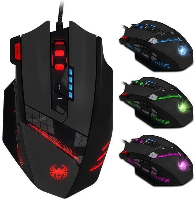 Main image of Zelotes C12 Wired Gaming Mouse MMO RGB LED Backlit Mice 4000 DPI Perdition with 12 Programmable Buttons for Windows PC Gaming (Black)