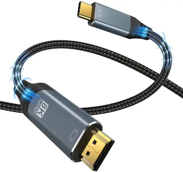 Main image of USB C USB3.1 to HDMI 8K 2.1 Cable 3.3FT 7680x4320 8K@30Hz 4K@120Hz UHD HDR High Speed 48Gbps Thunderbolt 3 Compatible for HDTVs Projectors and Monitors
