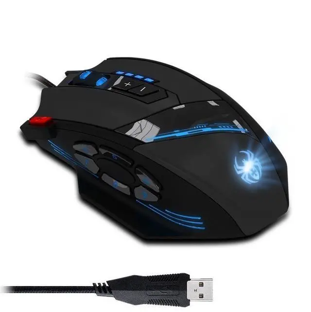 Alt view image 6 of 7 - WRIARICH C-12 Wired USB Optical Gaming Mouse 7 LED Lights 12 Key Adjustable 4000DPI Computer Mouse Mice Cable Mouse for Pro Gamer