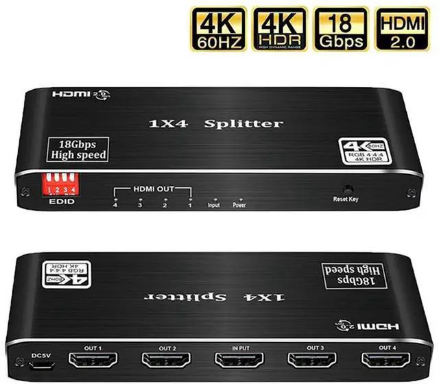 Main image of WRIARICH 4K HDMI Splitter 1x4 HDR D-o-l-b-y Vision Atmos 4K 1080P Sync,4K 60Hz RGB 8:8:8 HDMI Splitter 1 in 4 Out HDCP2.2, EDID 4K5.1/4K7.1/ Copy, for Game Xbox PS5 1080p120Hz Roku