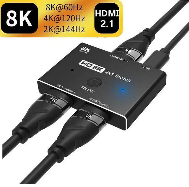 Main image of HDMI 2.1 Switcher 2 in 1 out 8K@60Hz 4K@120Hz Ultra HD KVM Switcher 2x1 Adapter for PS4/5 TV Box HDTV Xbox Projector