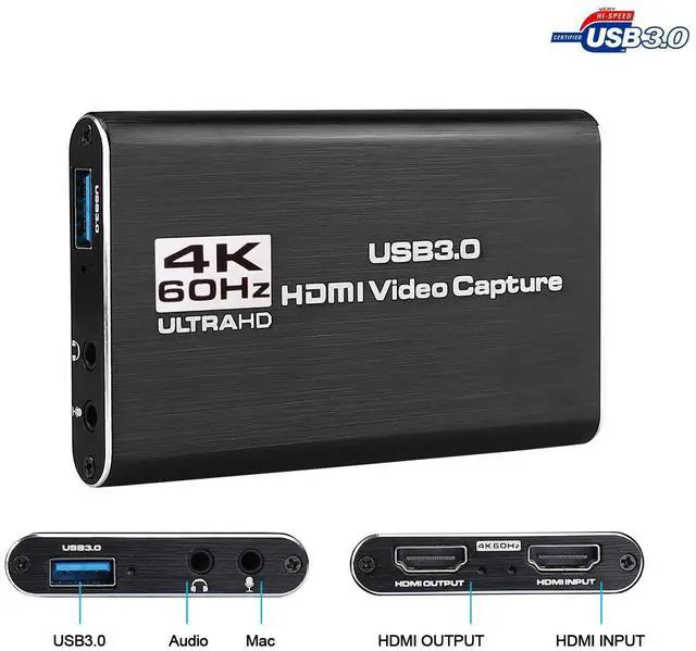 Main image of USB3.0 TO HDMI Video Capture Card Dongle Streaming Live Stream Broadcas, 1080P 60fps HDMI Audio Video Capture Device Portable Video Convertert with MIC input for OBS Game Live Stream Video Recording