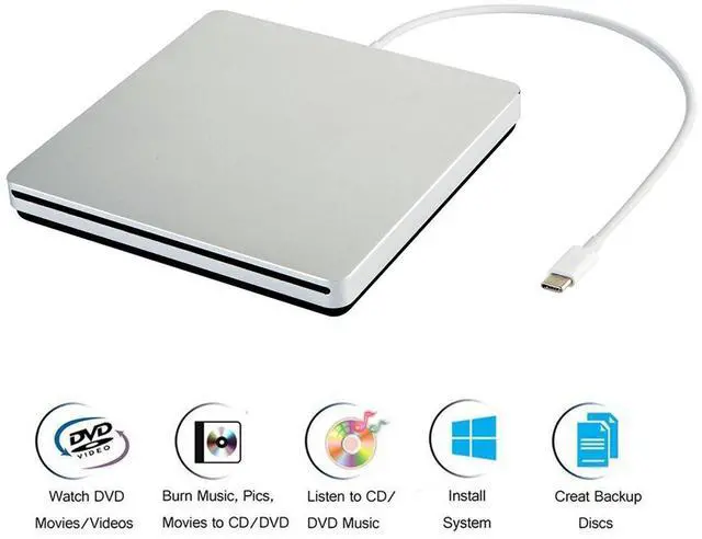 Main image of WRIARICH External USB C Superdrive Ultra Slim USB3.0 CD DVD Drive Burner External CD/DVD +/-RW Writer Reader Player with High Speed Data for MacBook Pro Air/Laptop/Windows/Mac OSX - XD055, Silver