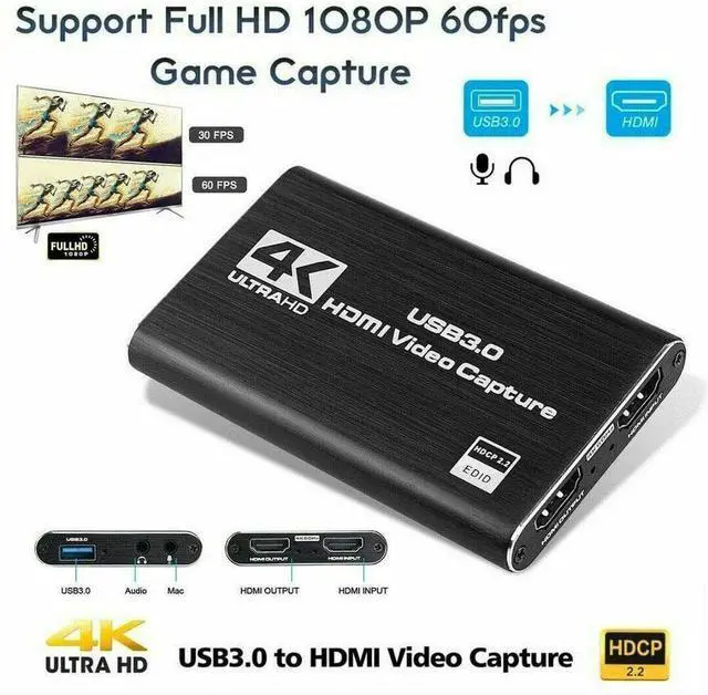 Main image of WRIARICH USB Video Capture Card HDMI to USB3.0 1080P Video Grabber Record HDMI 4K Loopout for PS4 TV Camera Recording Live Streaming