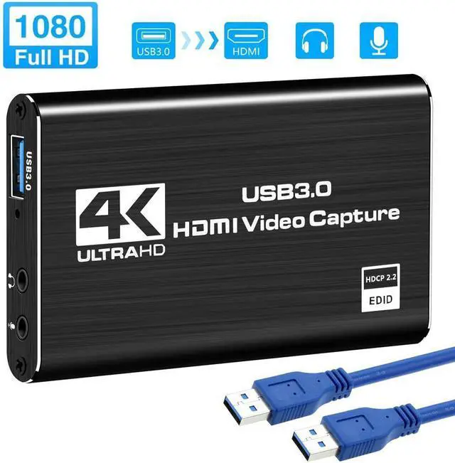 Main image of WRIARICH 4K HDMI To USB 3.0 Video Capture Card Dongle for OBS Game Live Stream Mic Input, 1080P 60fps HDMI Audio Video Capture Device Portable Video Converter Game Capture Adapter