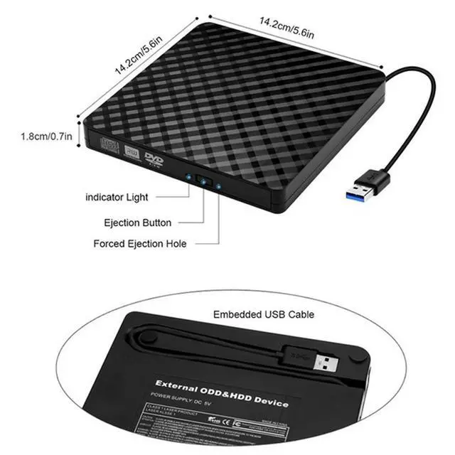 Alt view image 6 of 7 - WRIARICH High-speed USB 3.0 &Type C DVD Drive, CD Burner Driver Drive-free Read-write Recorder, External DVD-RW Player Writer Reader