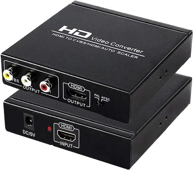 Main image of HDMI to RCA and HDMI Adapter Converter, HDMI to HDMI+3RCA CVBS AV Composite Video Audio Adapter/Splitter, with Power Adapter Support 1080P, PAL, NTSC, for HD TV, Older TV,Camera, Monitor, etc