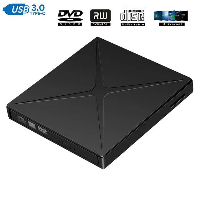 Alt view image 2 of 7 - WRIARICH External CD Drive Type C USB 3.0 Portable CD DVD +/-RW Drive Slim DVD/CD ROM Rewriter Burner Writer Support SD cards Reader for Laptop Desktop PC Windows Linux OS Apple Mac Black