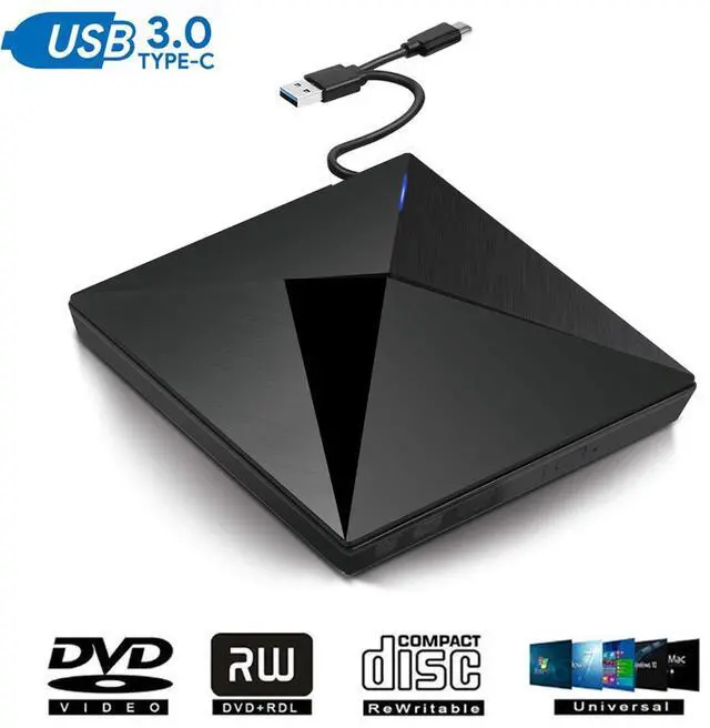 Main image of WRIARICH External CD DVD Drive USB 3.0 Type-C Transmission Interface, CD DVD +/-RW Burner Optical Drive Compatible Windows for Laptop Desktop PC of HP/Dell/Apple/Lenovo ect