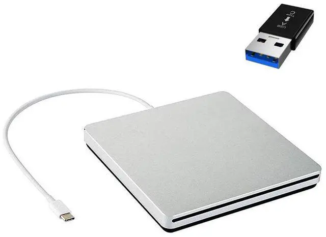 Main image of WRIARICH Aluminum USB-C/USB3.0 External CD DVD Drive, Portable DVD/CD ROM +/-RW Drive Burner Rewriter for Windows 10/8/7, Mac, Linux Laptop Desktop, MacBook Pro/ Air, Silver