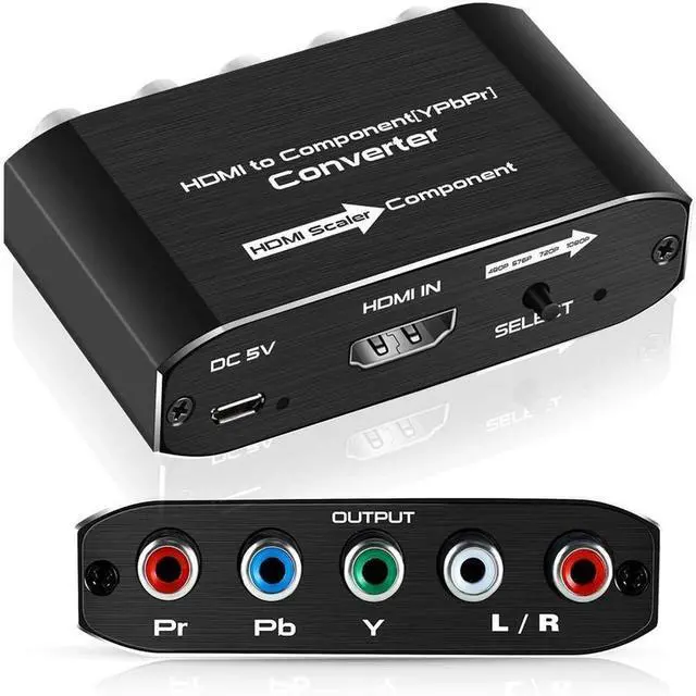 Main image of HDMI to Component Video Converter,HDMI to Ypbpr Scaler HDMI Input to Component Video + R/L Audio Output Converter Adapter Support 1080p for PS3,DVD(Aluminum)