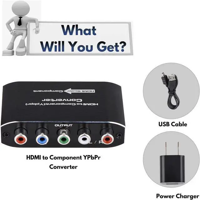 Alt view image 7 of 7 - HDMI to Component Video Converter,HDMI to Ypbpr Scaler HDMI Input to Component Video + R/L Audio Output Converter Adapter Support 1080p for PS3,DVD(Aluminum)
