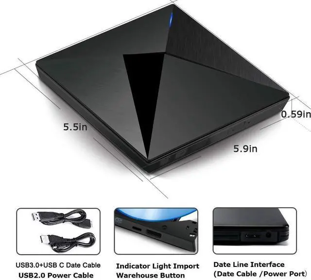 Alt view image 2 of 7 - WRIARICH External DVD Drive , USB 3.0 Portable CD/DVD+/-RW Drive/ DVD Player for Laptop CD ROM Burner Compatible with Laptop Desktop PC Windows Linux OS Apple Mac( Polaris )