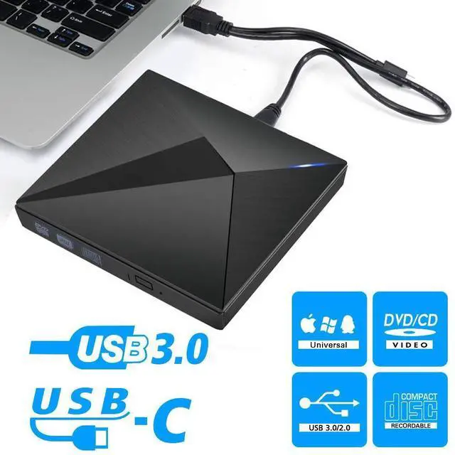 Main image of WRIARICH Polaris External DVD Drive , USB 3.0 Portable CD/DVD +/-RW Drive Slim Optical Burner Writer Rewriter, High Speed Data Transfer for Laptop Notebook Desktop PC