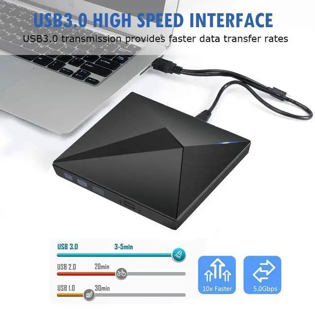 Alt view image 4 of 7 - WRIARICH Polaris External CD DVD Drive, Portable USB 3.0 CD DVD +/-RW Optical Drive Burner Player, Compatible for Windows 10 Laptop Computer Surface Pro Mac MacBook Pro Air iMac