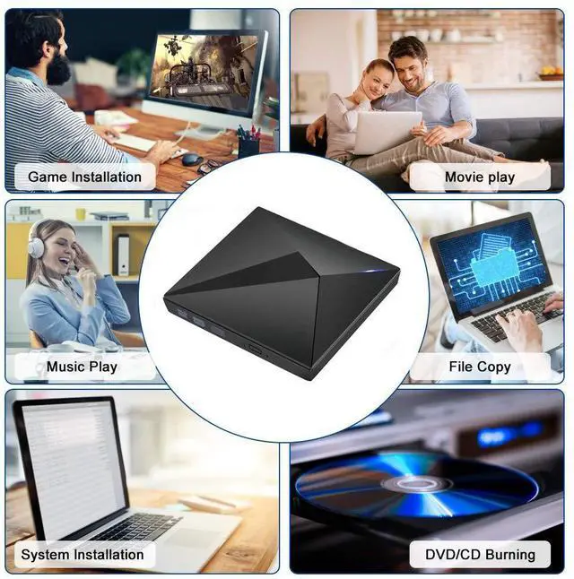 Alt view image 7 of 7 - WRIARICH Polaris External CD DVD Drive, Portable USB 3.0 CD DVD +/-RW Optical Drive Burner Player, Compatible for Windows 10 Laptop Computer Surface Pro Mac MacBook Pro Air iMac