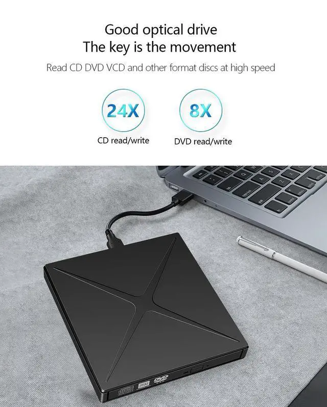 Alt view image 5 of 7 - WRIARICH USB 3.0 External CD DVD Drive, Portable DVD/CD ROM +/-RW Drive Burner Rewriter Support SD cards Reader for Windows 10/8/7, Mac, Linux Laptop Desktop, MacBook Pro/ Air