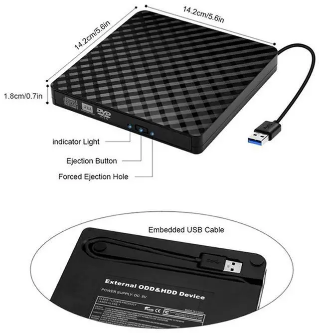 Alt view image 5 of 7 - WRIARICH USB 3.0/USB-C DVD Drives Optical Drive High-speed External DVD RW Burner Writer Recorder Slot Load CD ROM Player for Apple Macbook Pro Laptop PC Hot