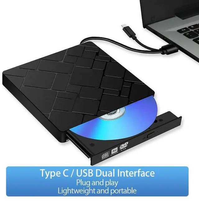 Main image of WRIARICH External CD Drive, USB 3.0/USB-C Slim DVD Writer Rewriter Burner High Speed Data Transfer for Desktop/Laptop/Linux/Mac OS/Windows10/8/7 (2021 Upgrade, Black)