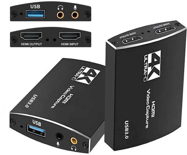Main image of WRIARICH Audio Video Capture Card, 4K HD Video Capture,HDMI USB 3.0&USB C Video Grabber Device, Full HD 1080P 60fps for for Game Recording, Live Streaming Broadcasting (Black)
