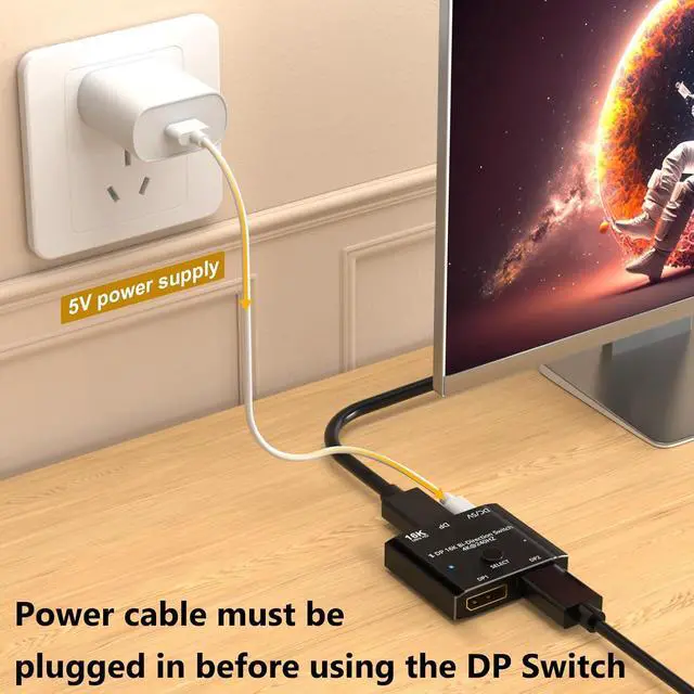 Alt view image 5 of 7 - WRIARICH DisplayPort 16K DP 2.0 2In 1Out 1In 2Out Switch Bi-Direction 16K@60Hz 4K@240Hz Splitter Converter for Multiple Source and displays(A0201)
