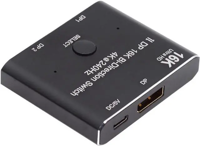 Main image of WRIARICH DisplayPort Switch 16K Splitter Bi-directional DP 2.0 Switcher 2 in 1 Out/1 in 2 Out Supports 16K@60Hz 4K@240Hz Compatible with PC Host Monitor Laptop etc (A0201)