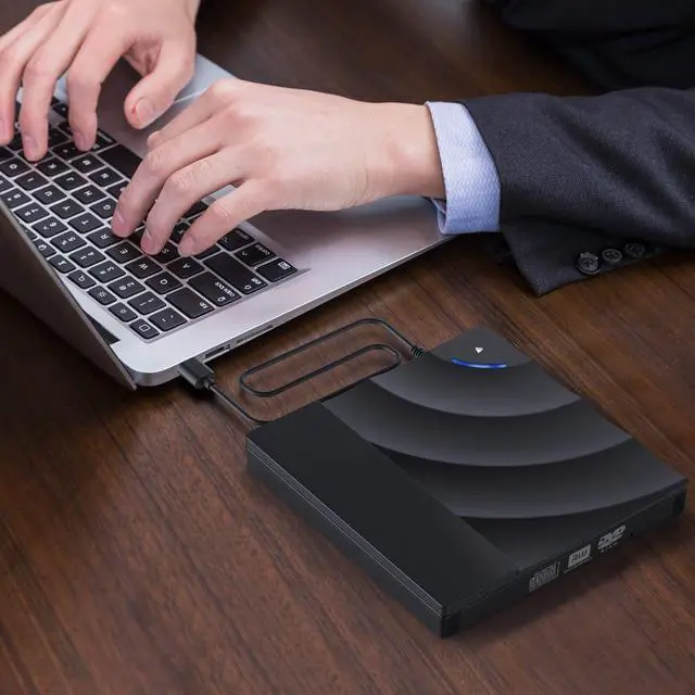 Alt view image 7 of 7 - WRIARICH External CD DVD Drive, USB 3.0 Type C Dual Port Slim Portable External CD DVD Rewriter Burner Writer, High Speed Data Transfer External USB Optical Drives for Laptop/MacBook/Desktop