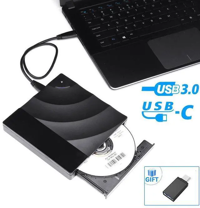 Main image of WRIARICH External DVD Drive, USB 3.0 Portable CD/DVD+/-RW Drive/DVD Player with Touch Sensitive Button for Laptop CD ROM Burner Compatible with Laptop Desktop PC Windows Linux OS Apple Mac Black