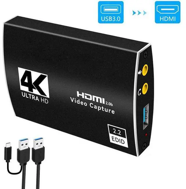 Main image of Capture Card 1080p 60fps, 4K@60Hz HDMI Video Game Capture Card to USB3.0/USB-C with Microphone & HDMI Loop-Out, Low Latency Record Broadcast Live Streaming Compatible with Nintendo/PS4/PS5/Xbox One