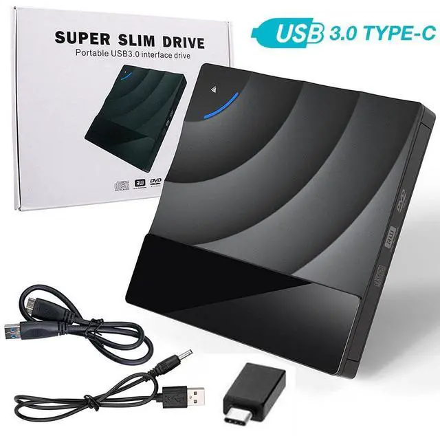 Main image of WRIARICH External CD DVD Drivewith Touch Sensitive Button, USB 3.0 and Type-C Portable CD/DVD Player for Laptop CD Drive Reader Writer Burner Compatible with Laptop Desktop PC Windows Linux Apple Mac