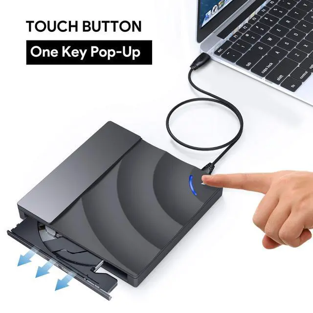 Alt view image 6 of 7 - WRIARICH External DVD Drive for Laptop, USB 3.0 Portable Optical Slim CD/DVD Burner Player RW Drive with Touch Sensitive Button For Desktop PC Windows XP/ 2003/ Vista/ 7/8, Linux, Mac os System