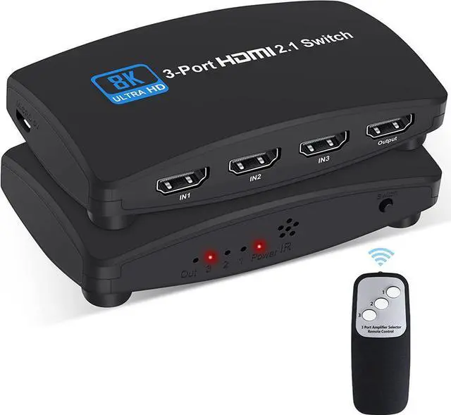 Main image of HDMI 2.1 Switch 8K@60Hz 4K@120Hz 3 in 1 Out HDMI Switcher with Remote Support 48Gbps, HDR10, HDCP2.3, Dolby Vision/ Atmos Compatible with Xbox PS5 Projectors Monitors