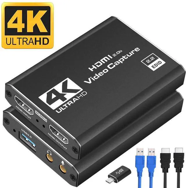 Main image of 4K 1080P 60FPS Video Capture Card with Mic & 4K HDMI Loop-Out, HDMI Video Capture Device, 1080P HD 60fps Live and Record Video Audio Grabber for Gaming, Streaming, Teaching, Video Conference