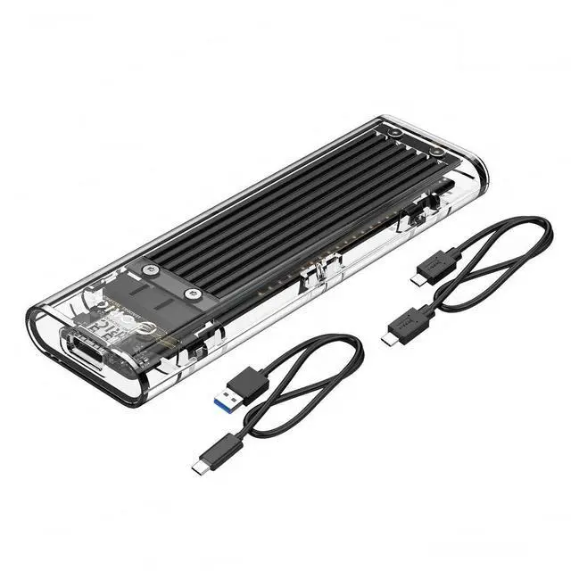 Main image of WRIARICH M.2 SSD Enclosure USB 3.1 USB C to NVMe M.2 Adapter Transparent USB 3.1 Type C Gen 2 10Gbps to M-Key Hard Drive Caddy External Case for 2230/2242/2260/2280 Support UASP, Tool-Free -Black