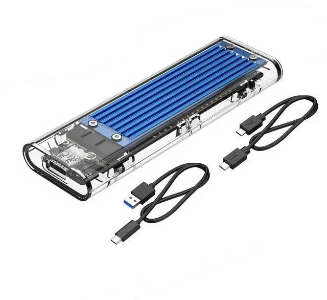 Main image of WRIARICH M.2 SSD Enclosure USB 3.1 USB C to NVMe M.2 Adapter Transparent USB 3.1 Type C Gen 2 10Gbps to M-Key Hard Drive Caddy External Case for 2230/2242/2260/2280 Support UASP, Tool-Free -Blue
