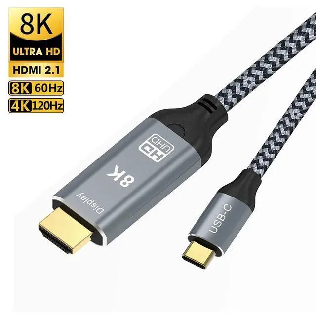 Main image of USB C to HDMI 2.1 Cable 10 Feet, USB 3.1 Type C to 8K HDMI Cable, (8K@60Hz,4K@120Hz) Thunderbolt 3/4 Compatible, for MacBook Pro, iPad Pro, Galaxy S23, Dell, HP and More