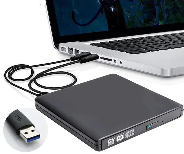 Main image of WRIARICH Aluminum External DVD Drive, USB 3.0 Portable CD/DVD+/-RW Drive/DVD Player for Laptop CD ROM Burner Compatible with Laptop Desktop PC Windows Linux OS Apple Mac Black